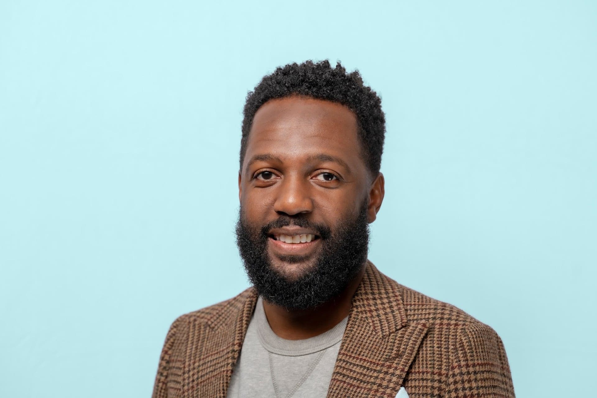 Professional headshot from an on-site headshot station